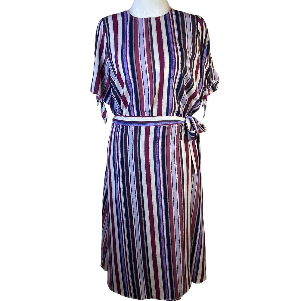 Alex‎ Marie Size Large 2 Piece Top and Wrap Skirt Striped Lagenlook boho modern
